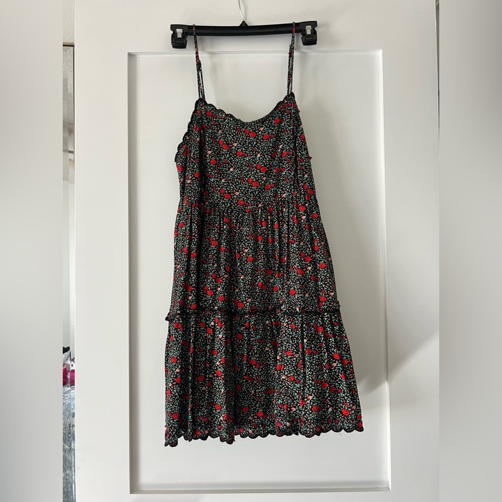 Urban Outfitters Black and Red Floral Mini Dress Size Small
